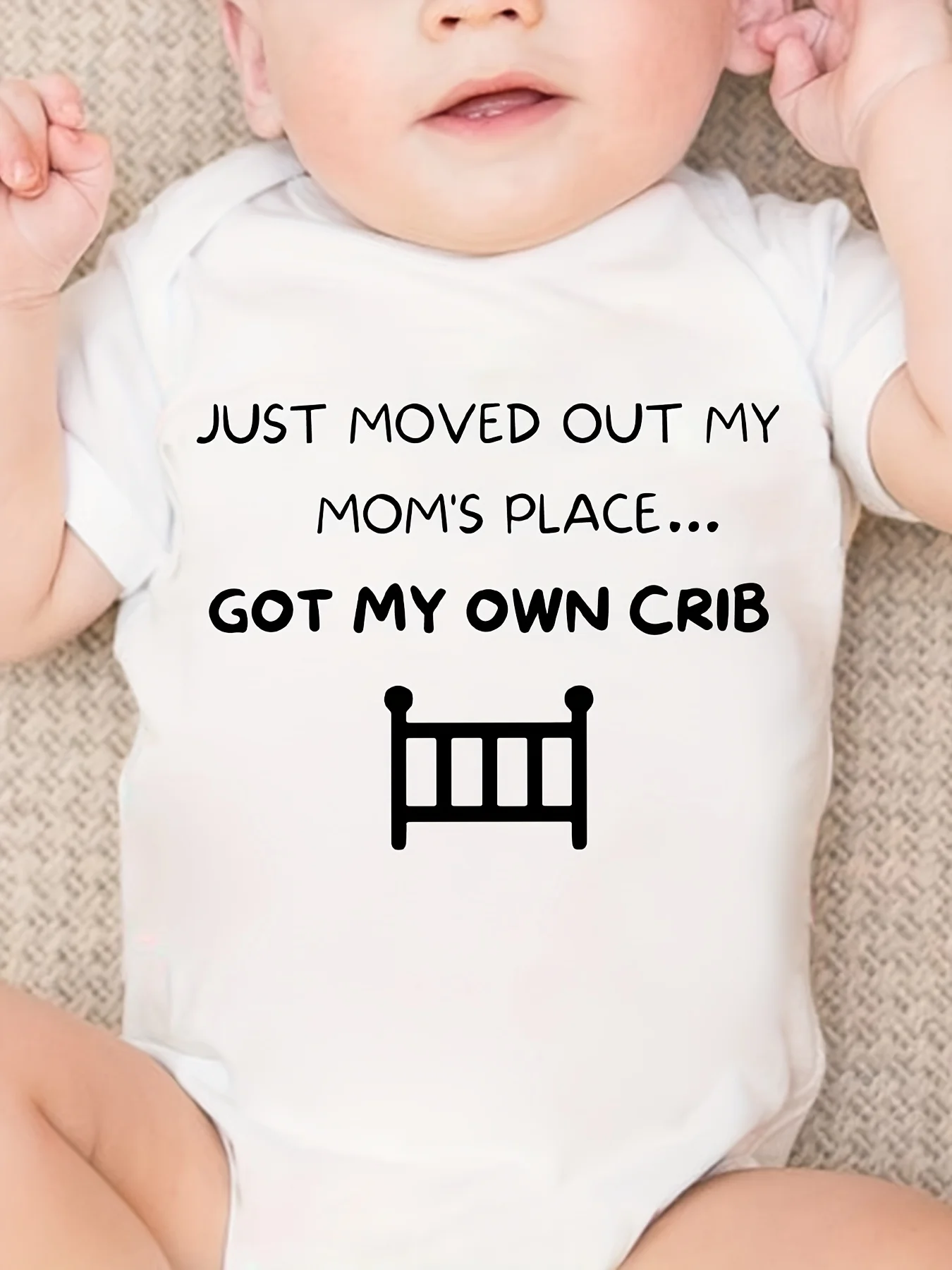 Baby Boys Girls Infant Triangle Romper Just Moved Out My Mom'S Place Got My Own Crib Letter Print Newborn Cute Short Sleep