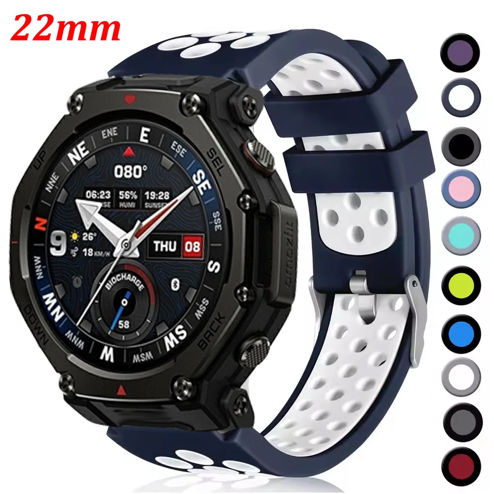 Silicone Strap For Amazfit T-Rex 3 Pro 48mm/Cheetah Round Pro Bracelet Correa For Amazfit Bip 6 5/Balance/Stratos 3 2s/Pace Band