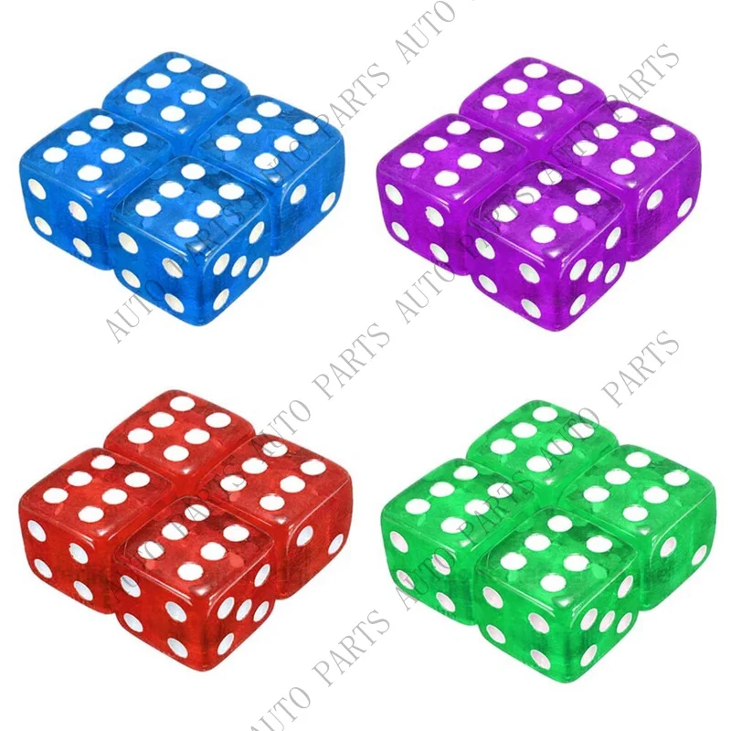 A+ for 4x Dice Wheel Tyre Tire Caps Valve Stems Air Dust Cover Car Truck Bike Accessory