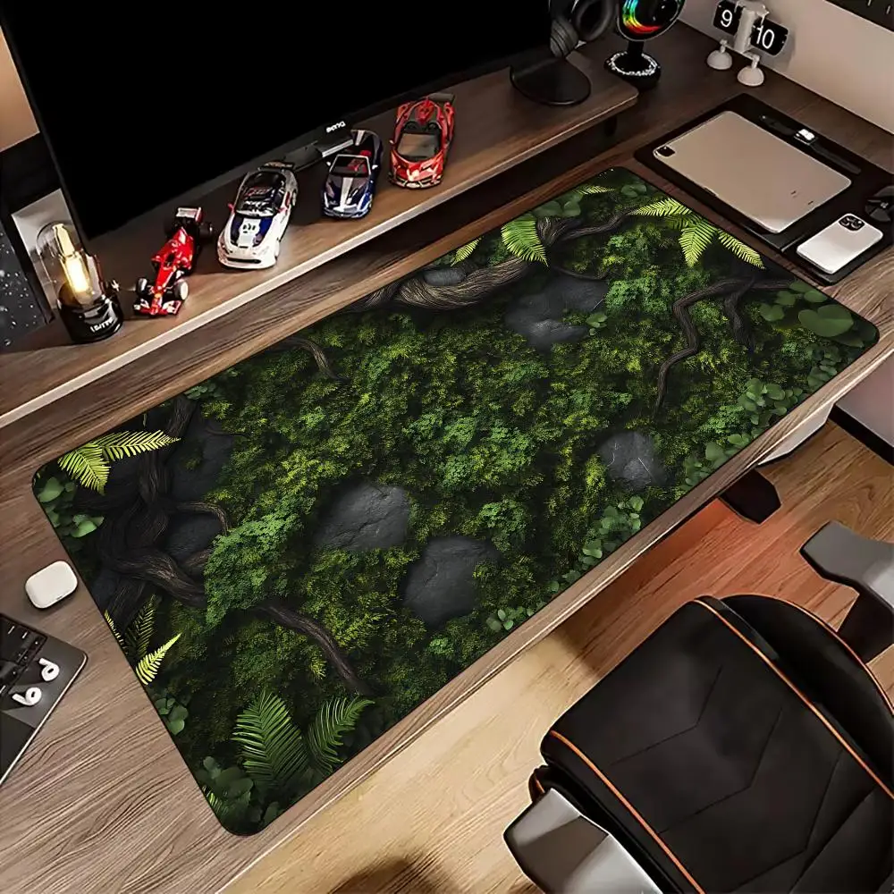 لوحة ماوس بنمط زخرفي للنباتات، حصيرة مكتبية مطاطية مضادة للانزلاق، ملحقات الكمبيوتر، حصيرة ألعاب، لوحة مفاتيح ممتدة لتزيين سطح المكتب
