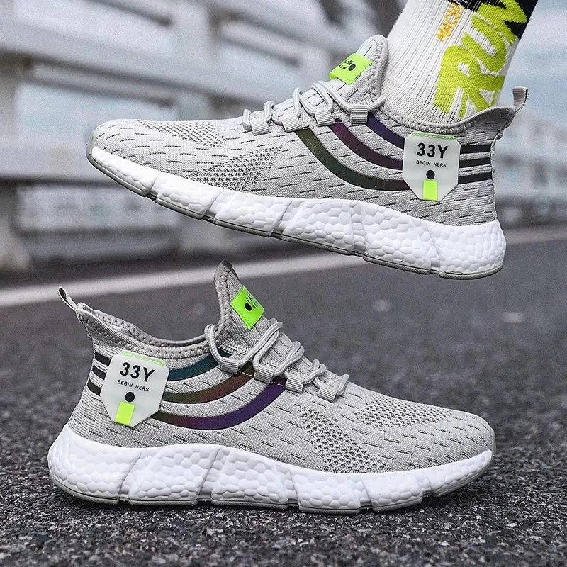 New Men Casual Sport Shoes Breathable Lightweight Sneakers Outdoor Mesh Black Running Shoes Athletic Jogging Tenis Walking Shoes