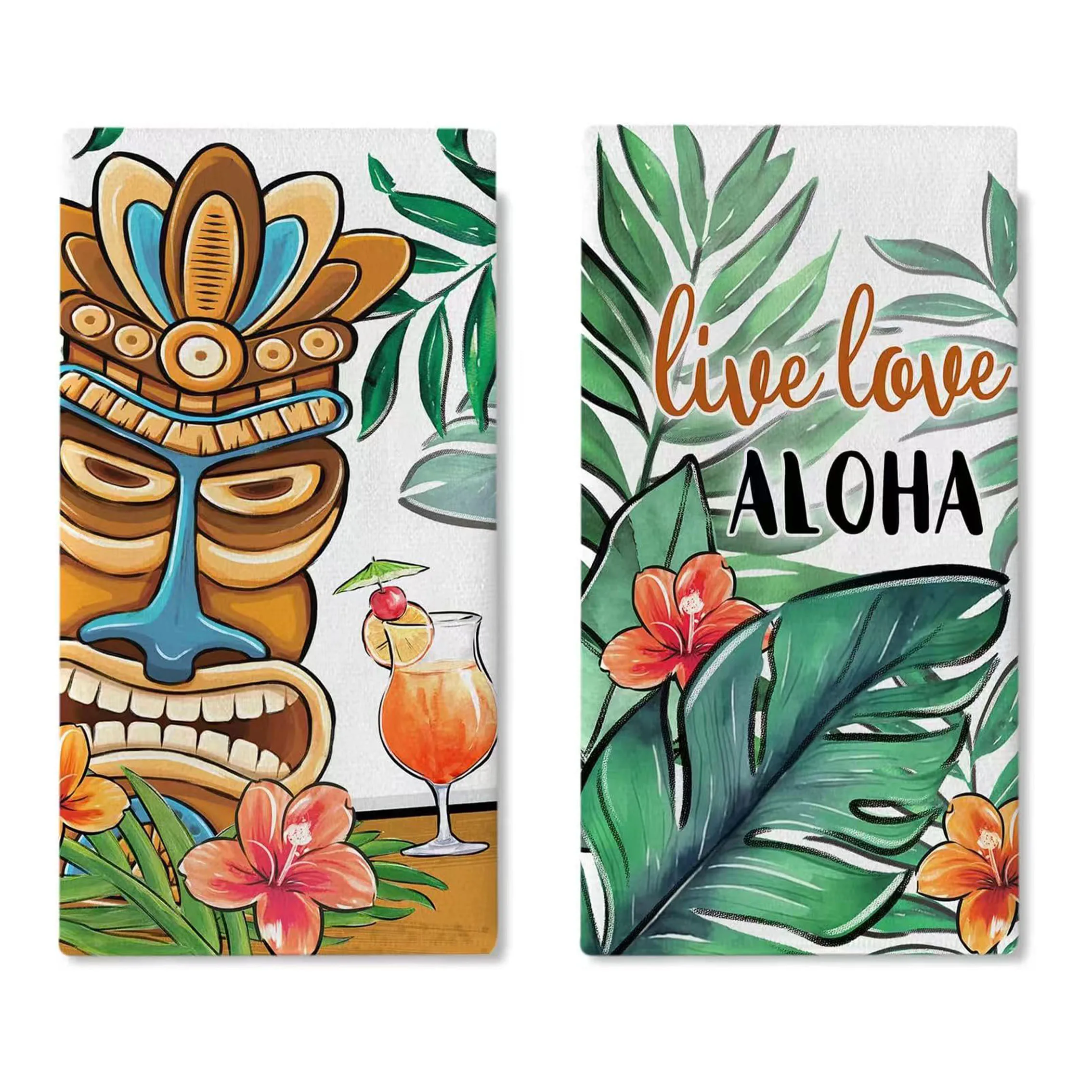 2-Pack of Rustic Towels with Tropical Rainforest Prints, Dish Towels, Hand Towels, Modern Art Kitchen Decor Towels, Neighbor Gifts, Sweet Housewarming Gifts for Friends, Mom Gifts, Friend Birthday Gifts. Spring and Summer Theme