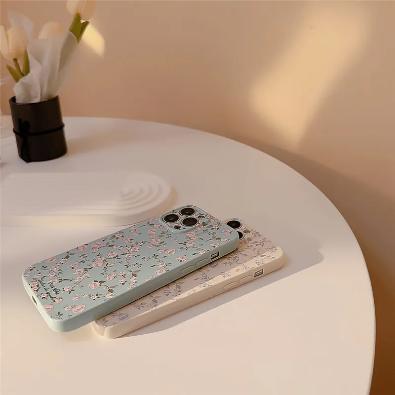 Vintage Retro Flowers Case For iPhone 14 Pro Max 15 Pro 13 12 11Pro Max X XR XS Max 7 8 Plus Colorful Floral Soft TPU BacK Cover