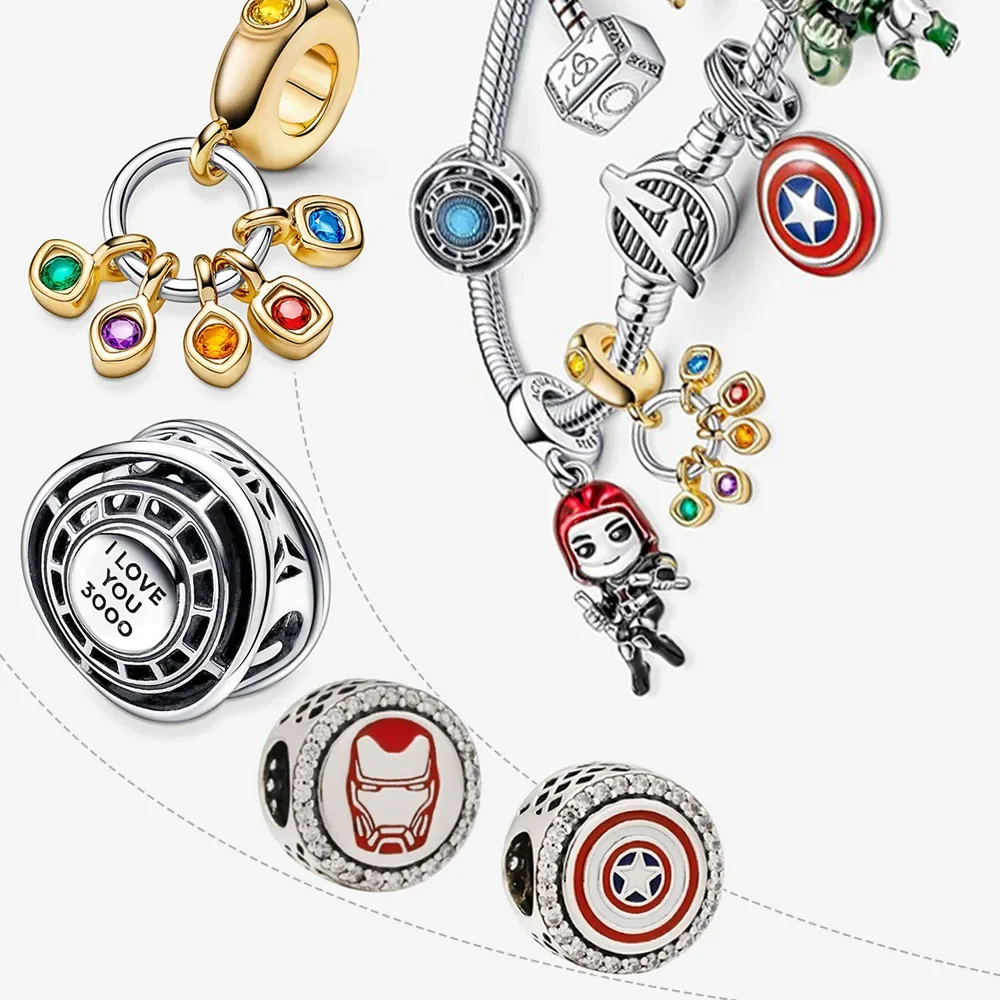 Fit Original Pandora Charms Bracelets Marvel The Avengers Full Series Spider-Man Iron Man Deadpool Wolverine Charm Jewelry