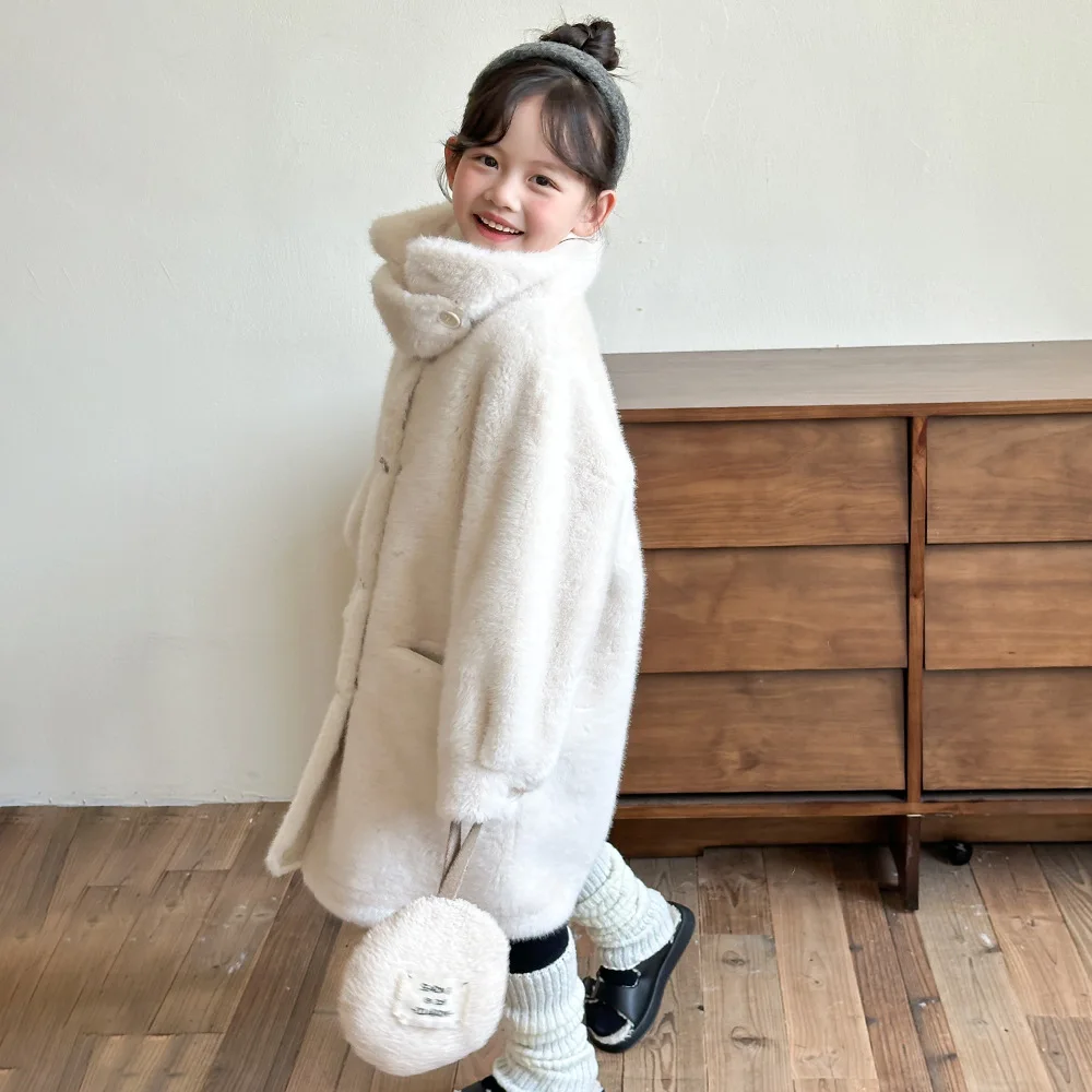 

Меховое пальто, куртка-пуховик, верхняя одежда, утепленная детская повседневная милая одежда для девочек, зимняя одежда для девочек, новая плотная теплая детская одежда