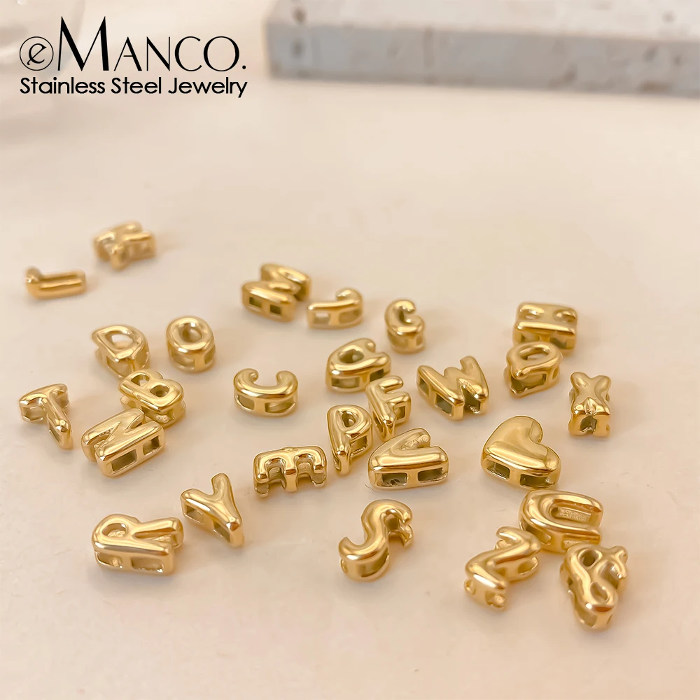 eManco Mini 3D Bubble Alphabet Accessory Stainless Steel Polished Design For DIY Necklace Bracelet Making