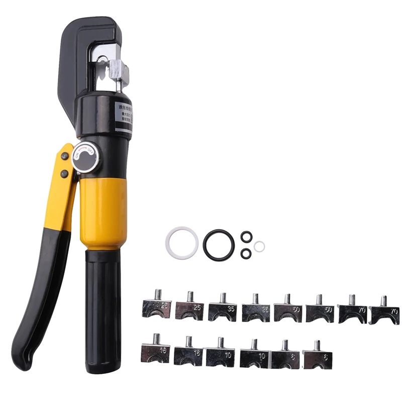 1 Set 6T Hydraulic Crimp Tool 12-2/0 AWG Battery Cable Crimp Tool Hydraulic Crimp Tool With 9 Pair Die