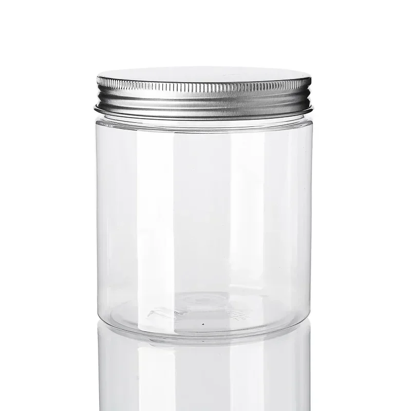 20pcs 250ml Clear Empty Plastic PET Storage Jar With Gold/Silver Aluminum Lids Cosmetic Face Cream Food Container Home Supplies