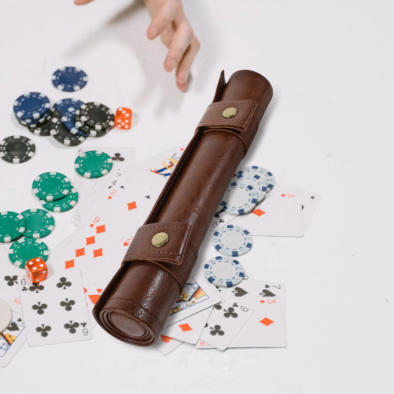 

Luxury Retro PU Storage Bag Roll Up Foldable Pouch Zippered Portable Travel Organizer for Tabletop Gaming