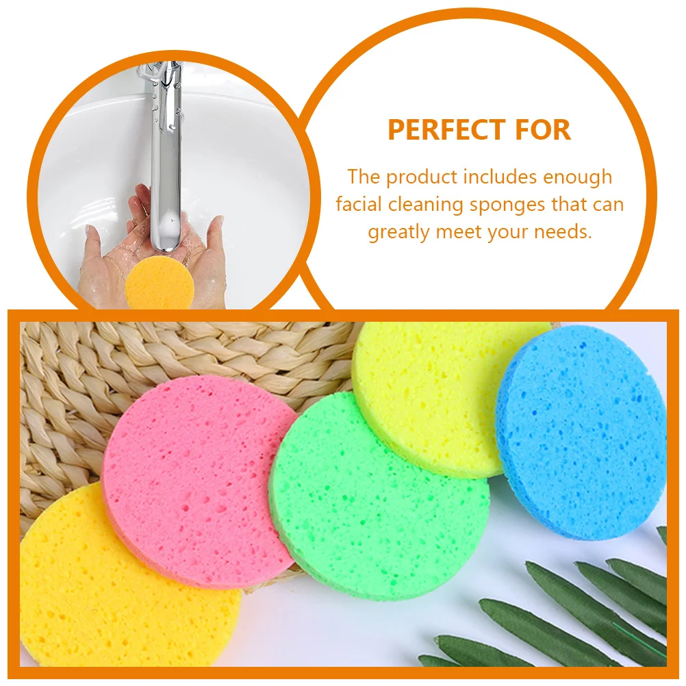 50 Uds. Almohadillas redondas de esponja de algodón 60mm 8mm Multicolor para limpieza Facial eliminación de maquillaje Material de pulpa de madera suave antimoldeo
