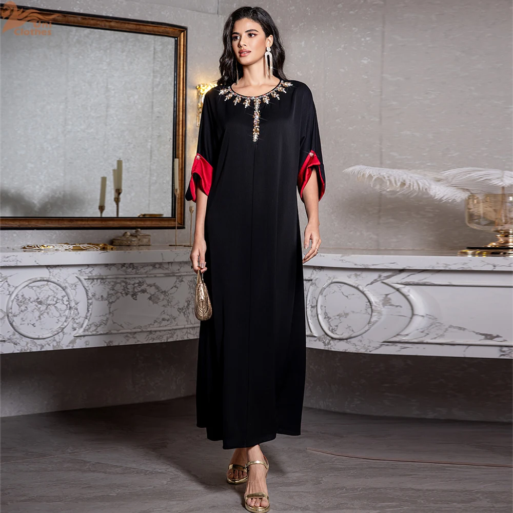 

Ramadan Eid Black Muslim Abaya Damen Dubai Luxury Kaftan Modest Dress Islam Caftan Marocain Djellaba Femme Abayas For Women