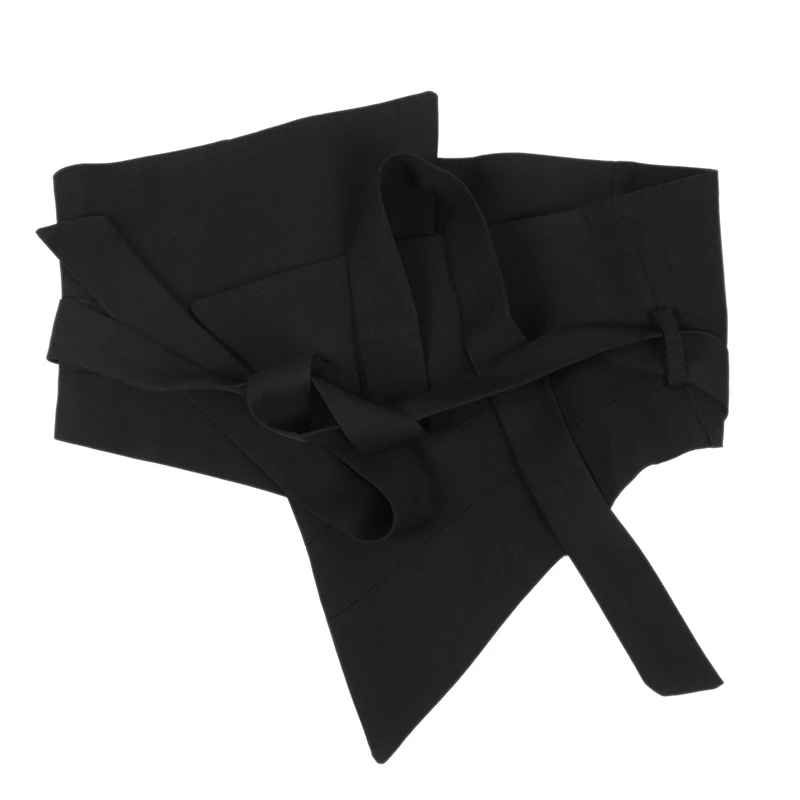 

Black Cloth Asymmetrical Bow Bandage Wide Belt Personality Women New Fashion Tide All-Match Autumn Winter