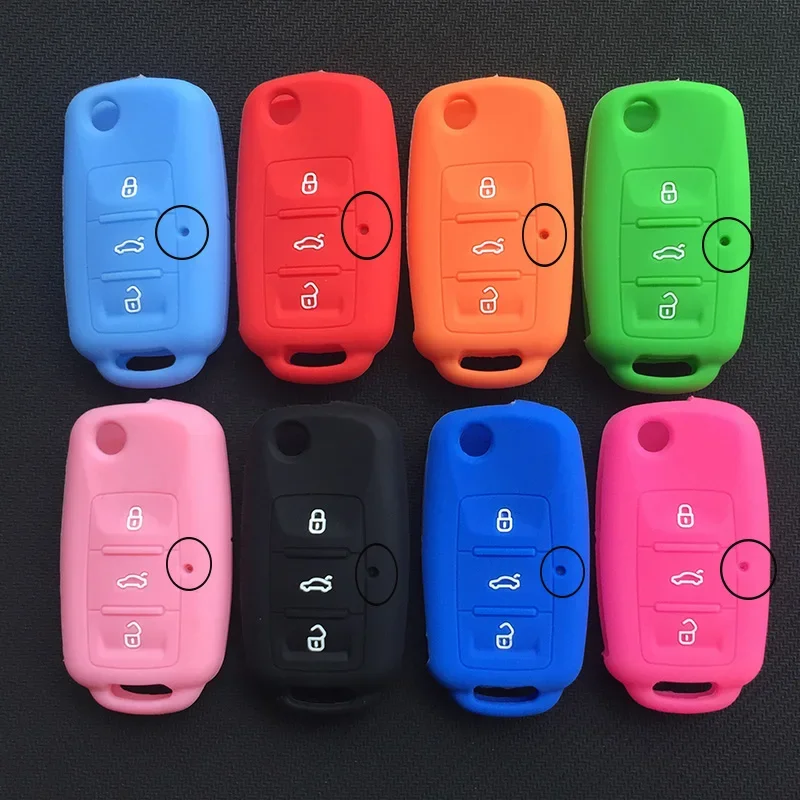 Silicone Car Key Case Cover for VW Volkswagen Passat B5 Polo T4 Golf 4 for Seat Leon 1 Altea Ateca for Skoda Octavia A5 Keychain