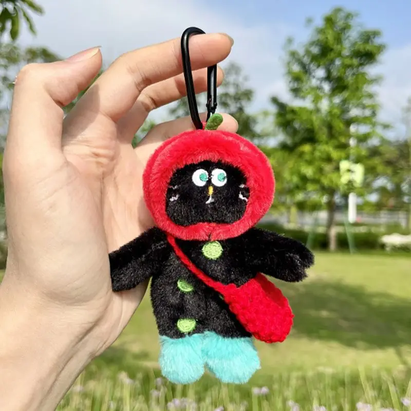 Cute Polka Dot Cat Plush Keychain For Bag Pendant Kawaii Cat Doll keyrings For Gifts Cartoon Stuffed Animal Keychain Wholesale