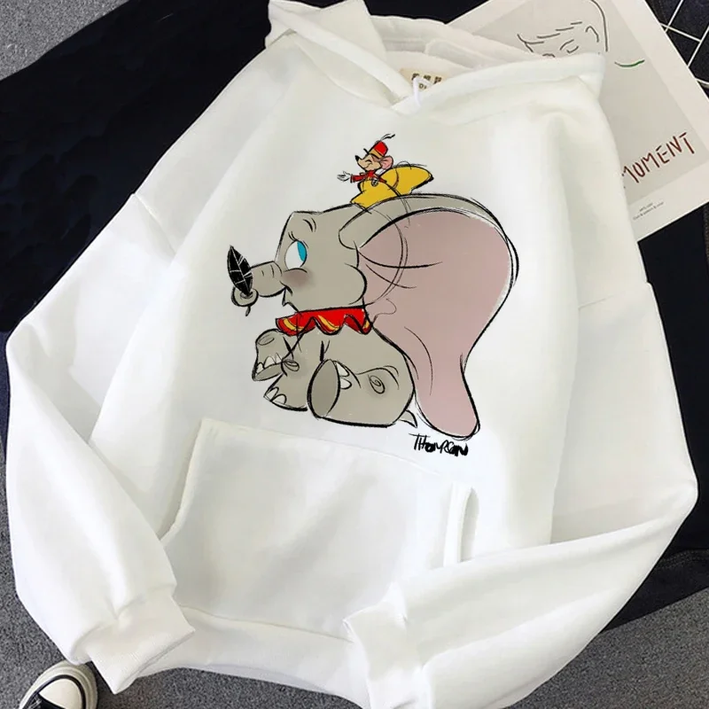 Kawaii Disney Cartoon Dumbo Hoodies Women Funny Grunge Ullzang Harajuku Anime Graphic Tees Cute Unisex Tops Sweatshirts Female