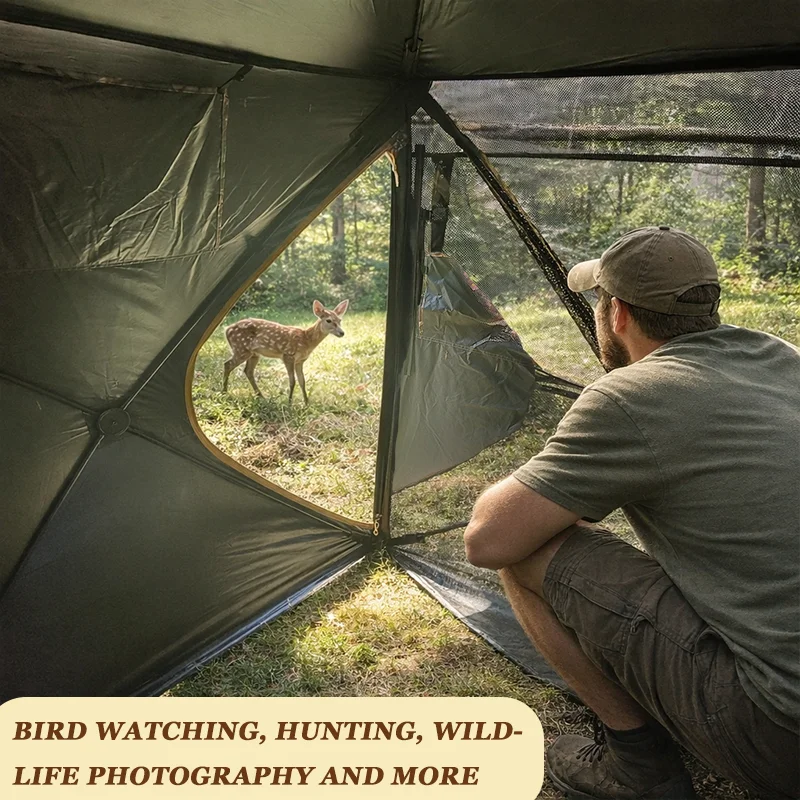 Camouflage Pop Up Hunting Blind 270 Degree View Tent Easy Set Up for Deer Hunting Bird Watching Outdoor