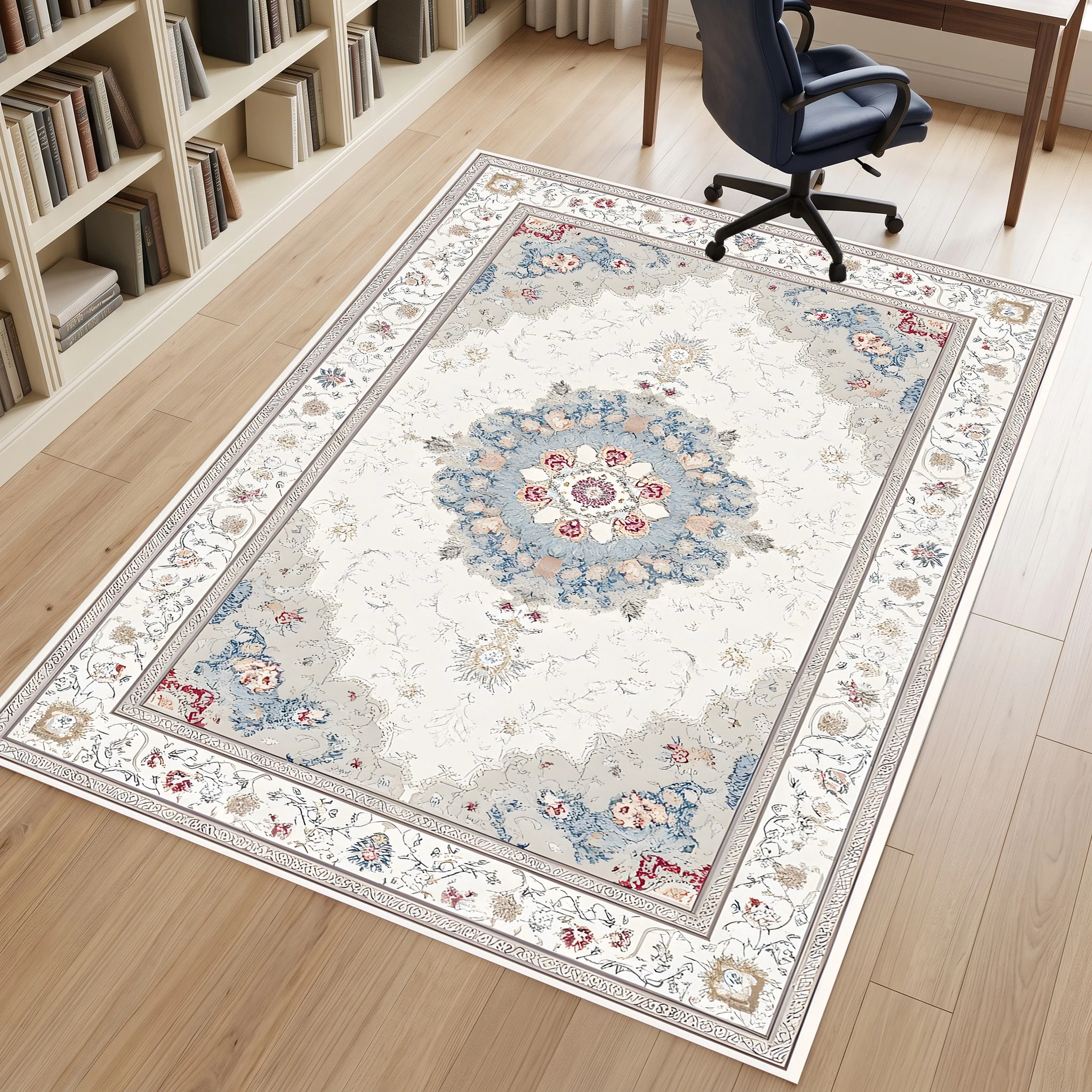 Low-Saturation Retro Floral Border French Retro Style Living Room Bedroom Soft Furnishings Christmas Warm Decoration Autumn and Winter Velvet Carpet
