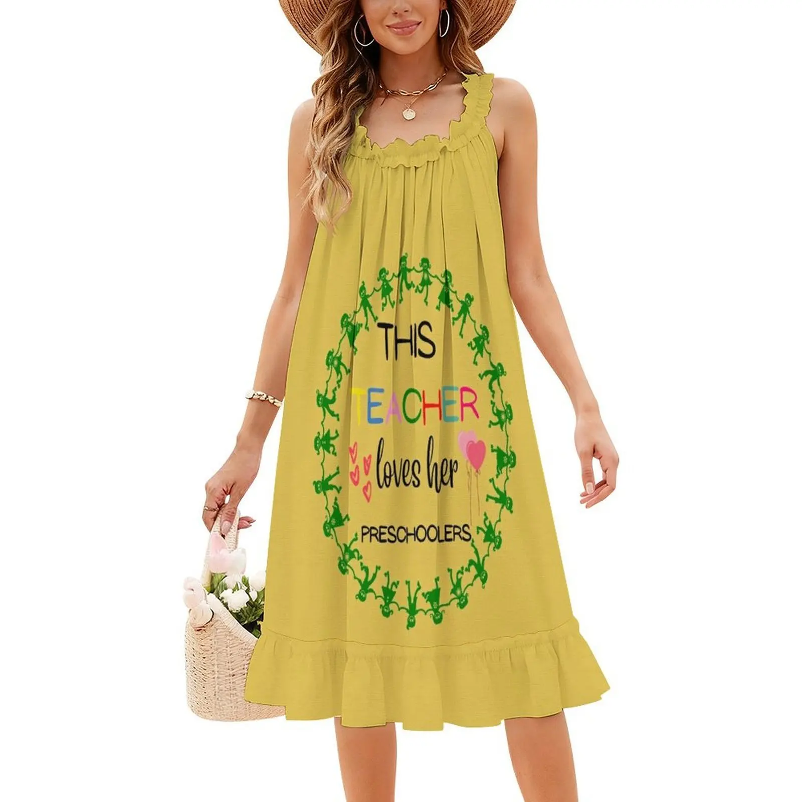 مضحك هذا المعلم يحبها مرحلة ما قبل المدرسة الاطفال عاشق الحبيب خط العنق فستان أنيق الصيف حزب اللباس للنساء هذا #4