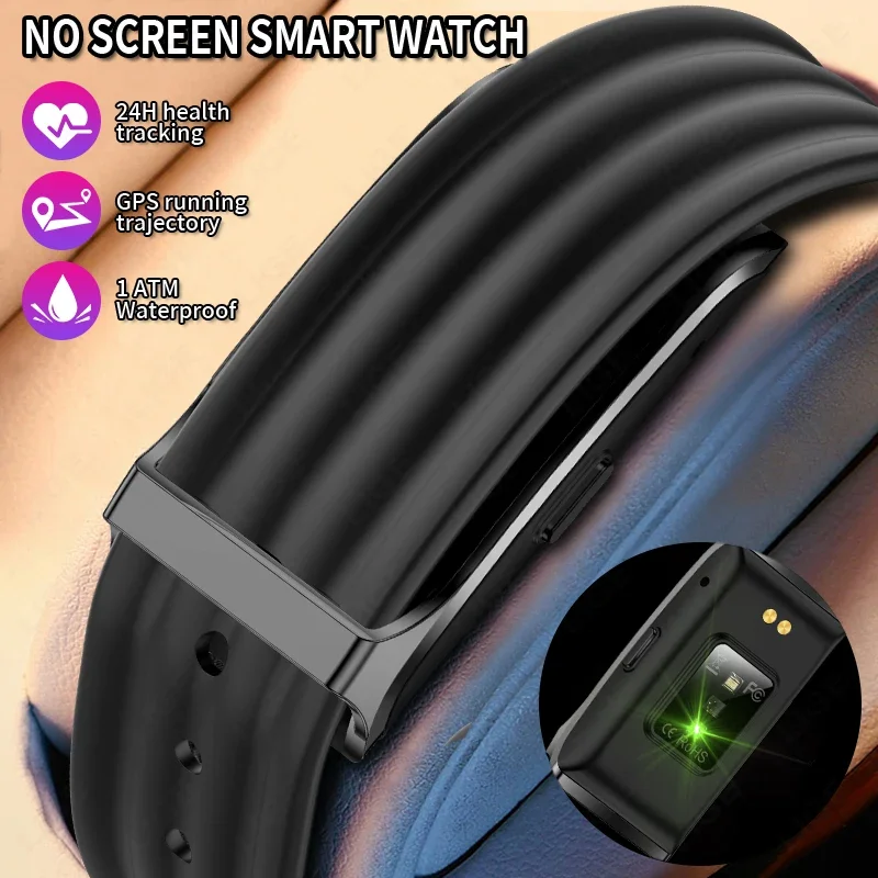 Pulseira Inteligente Sem Tela com Lembrete de Chamadas, Monitor de Frequência Cardíaca e Sono, Banda Esportiva com GPS, Relógio Inteligente e Rastread