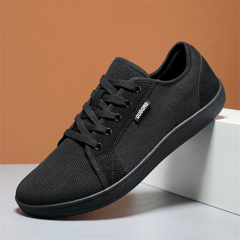 New Men's Wide Barefoot Canvas Sneaker 2024 Fashion Flats Soft Zero Drop Sole Wider Toe Light Weight Fashion Sneakes Large Size