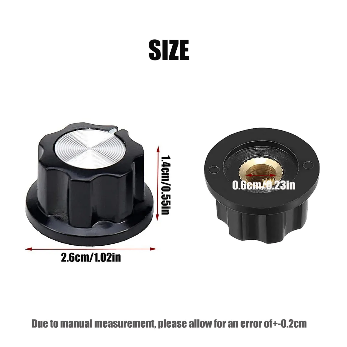 Miwayer 10Pcs Potentiometer Volume Control Knob/6.35mm Shaft w/Set Screw /for Guitar Effect Sound Pedal Replacement view 2
