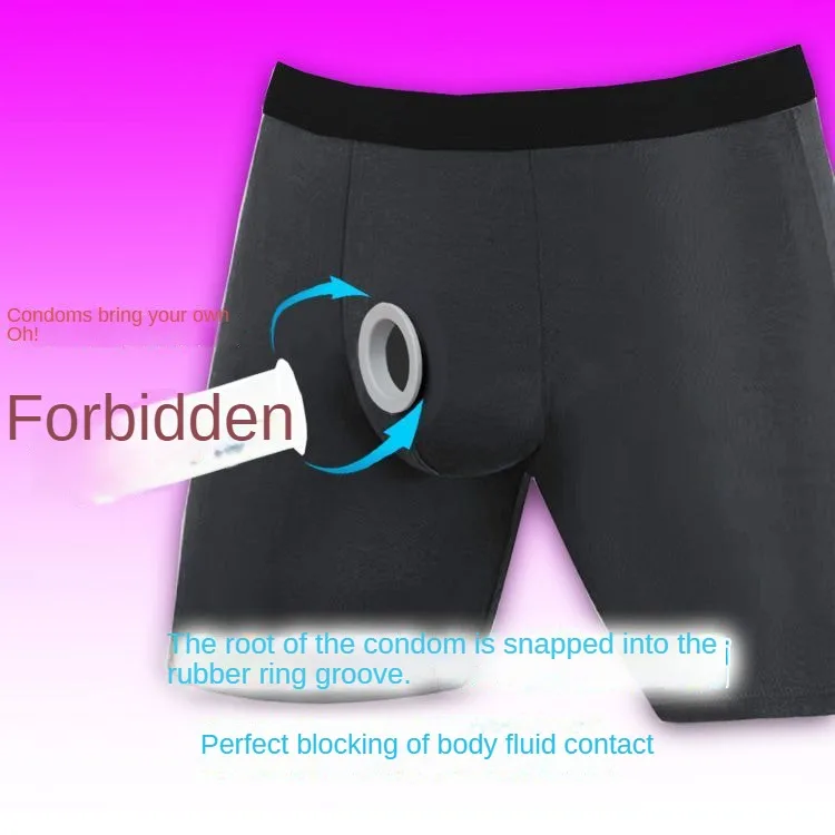 Safety Underwear Men's Waterproof Anti-Virus Anti-Liquid Protective Silicone Trap Health Sexy Boxer Penis Hole Pouch Boxershorts