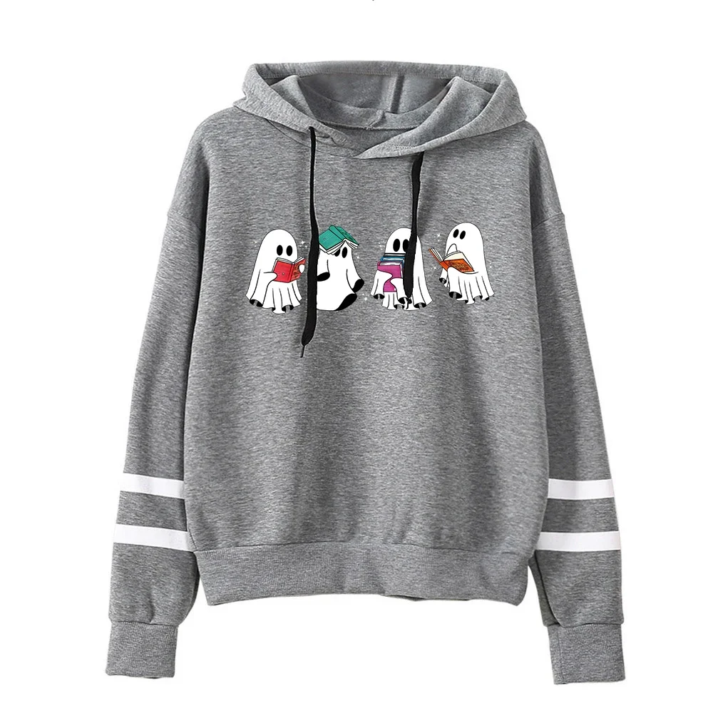 Bookish Ghost Sudadera Lector de libros de regalo de cristal Libro de regalo de Halloween Fantasmas Ropa de invierno Mujeres Estética M