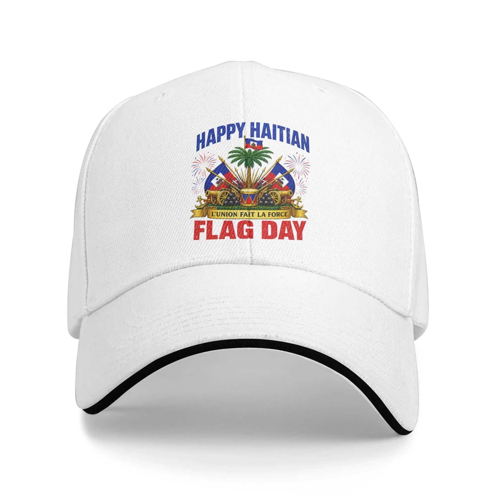 Haitian Flag Day Proud Haiti Map Sandwich Cap Men Women Hip-Hop Baseball Cap Pride Adjustable Sun Caps All Seasons Hat Adult