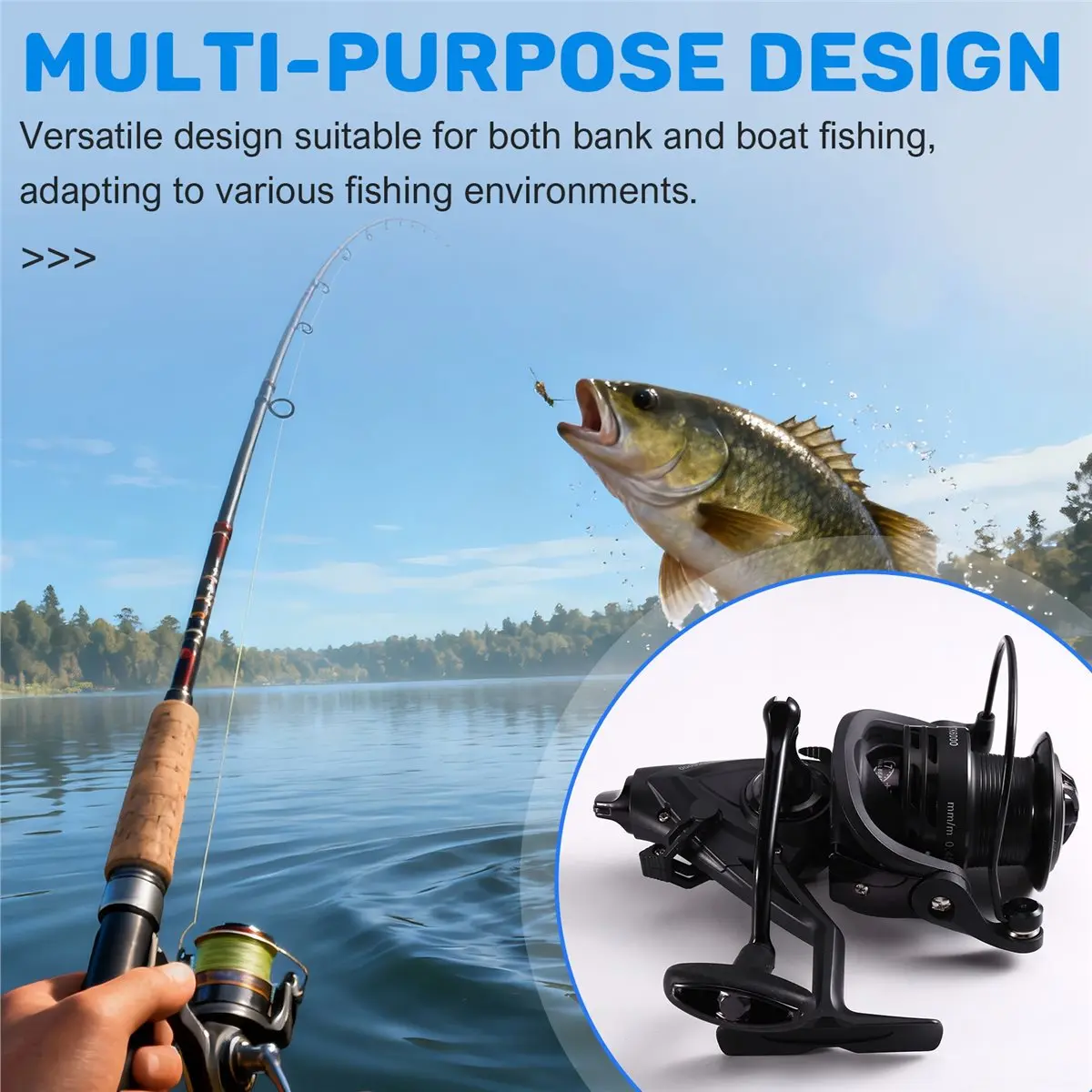 giftnew  Reel, Freshwater and Saltwater Fishing Reel, 7+1 Double Spool & Handle Saltwater Fishing Reel -6000