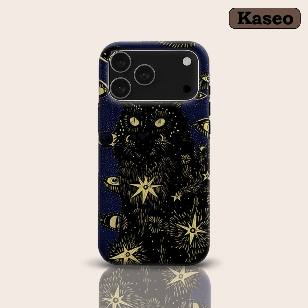 

KASEO Matte Bumper for Magsafe Case for IPhone 17 16 15 14 Plus 13 Pro Max Shockproof Hard PC All-Seeing Cat Cover