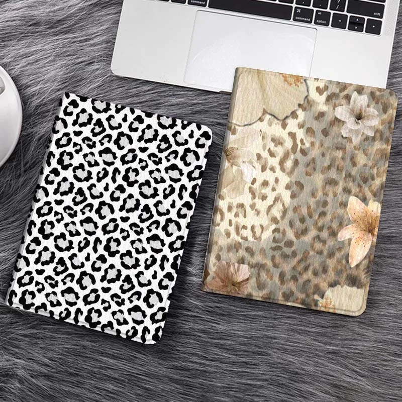 

Black White Leopard Print Tablet Case For Samsung Galaxy Tab S7 S8 S9 S10 FE Lite Gift
