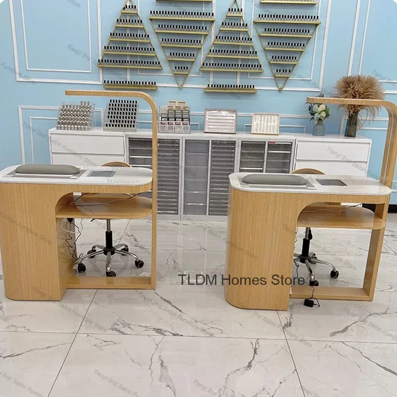 

Japanese Wooden Manicure Table Modern Multifunction Storage Reception Nail Table Retro Simple Salon Furniture Mesa Manicura LLMT