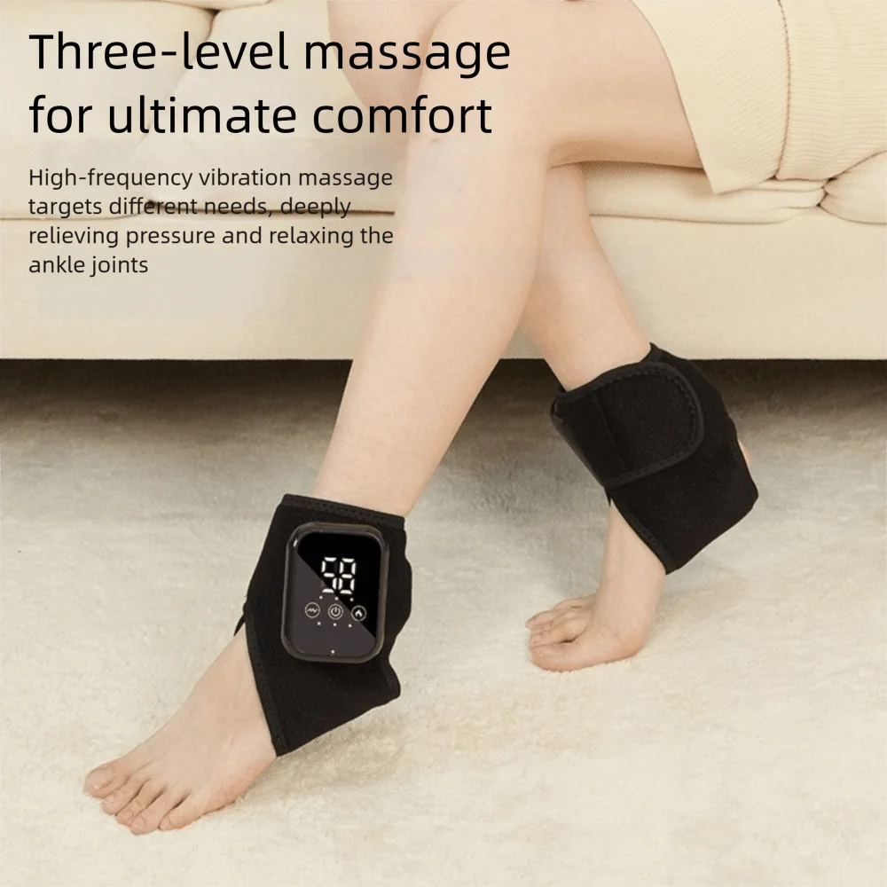 Cordless Design Heating Ankle Massage Belt 3 Vibration Modes 3 Heat Levels Vibration Massage Ankle Guard Pain Relief