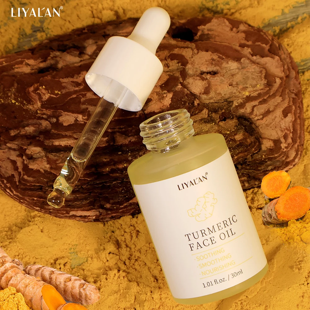 

LIYALAN Turmeric Face Oil with Jojoba Oil Vitamin E Lightening Smooth Soothing Nourish Ginger Moisturizing Facial Serum Ski Care
