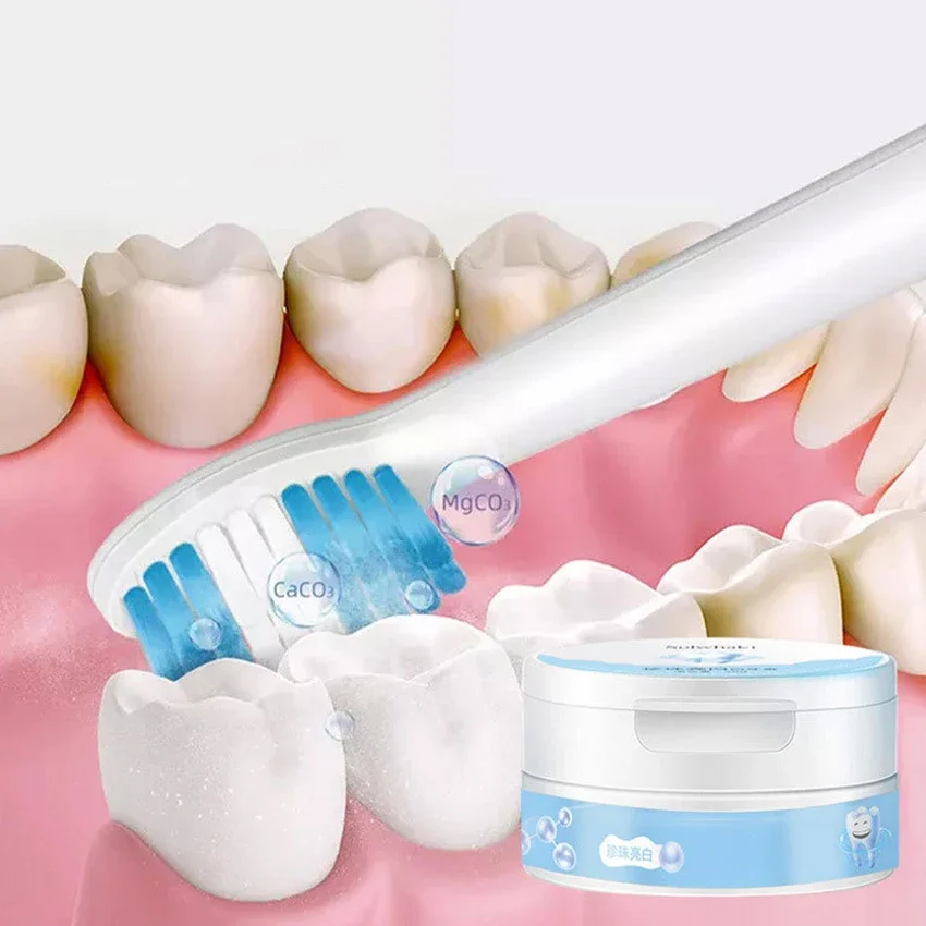 Pearl Bright Teeth Whitening Powder ยาสีฟันแป้ง,ใช้ลบคราบที่เกิดจากชา/กาแฟ/อาหาร,Whiten ฟันสีเหลือง