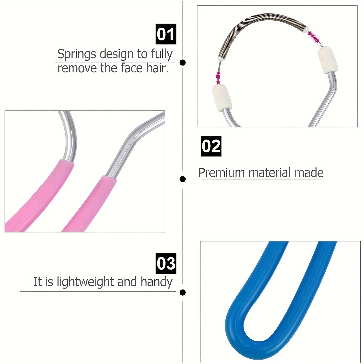 Depiladora Facial con rodillo de resorte indoloro, utensilio para el cuidado de la piel, portátil, sin electricidad, para labios, cejas y mejillas, 1/2 Uds.