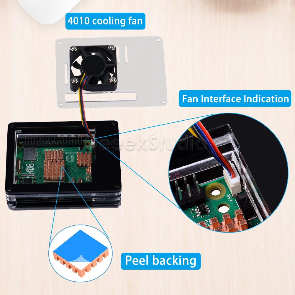 Raspberry Pi 5 Acrylic Case 9 Layers Black and White Enlosure With Cooling Fan Heatsink for RPI 5