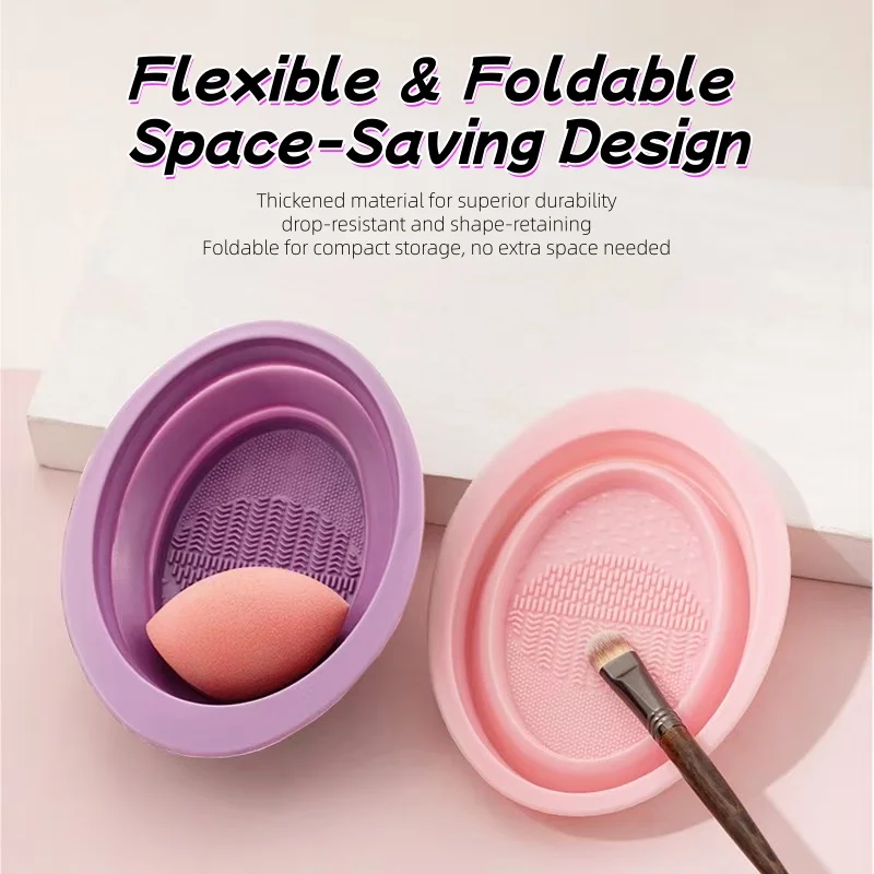2-in-1 Silicone Face Mask Brush & Bowl Set - Dual-Ended Applicator for Clay Masks, Facial Cleansing & Makeup Brush Cleaner, Reus
