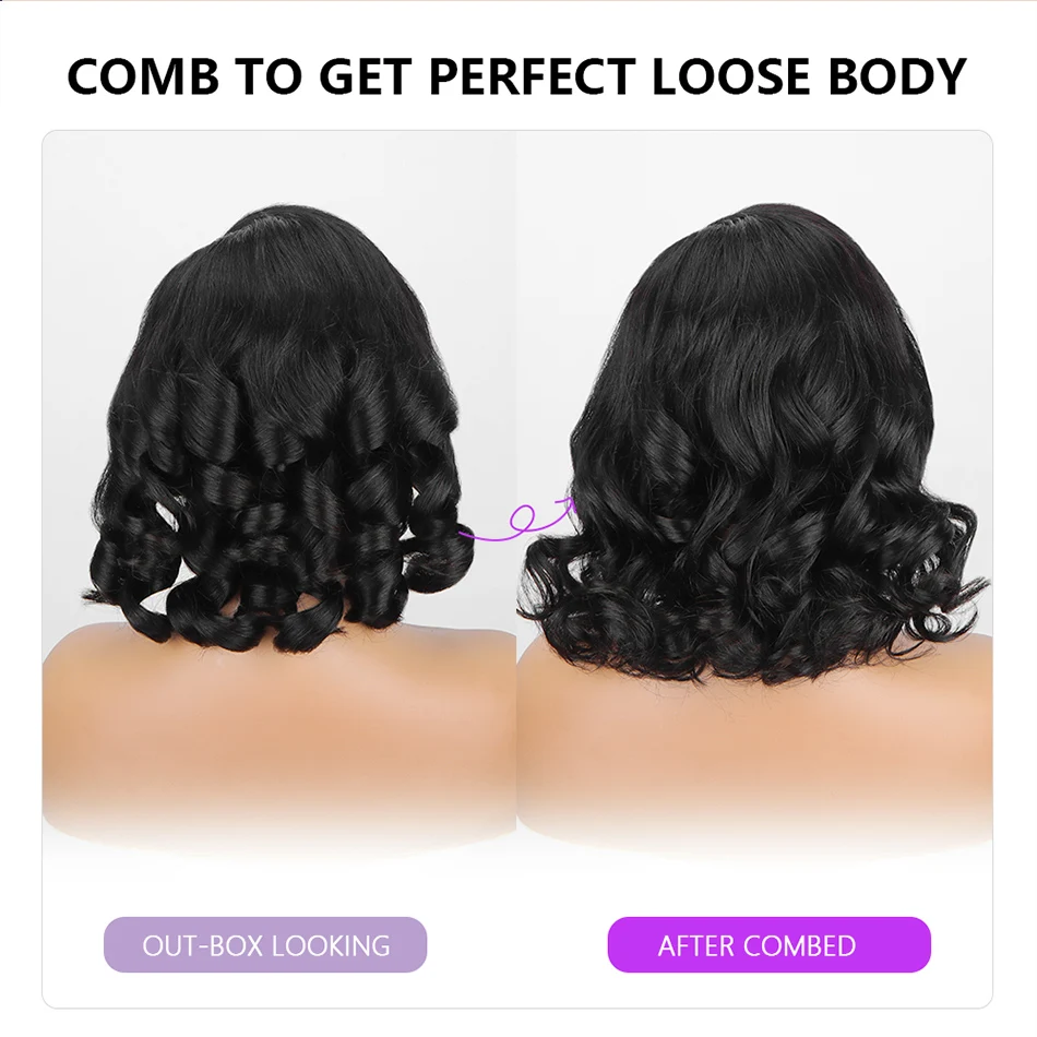 Bob-Perücke, Echthaar, 13 x 4, lockere Körperwelle, HD-Lace-Front-Perücken, Echthaar, vorgezupft, kurze Bob-Perücken, 180 % Dichte, Echthaar-Perücke