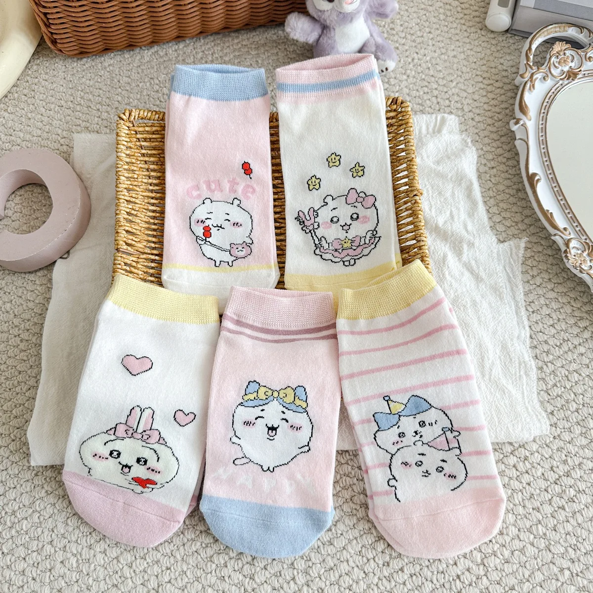 

Chiikawa Women's Cotton Summer Autumn Winter Women's Short Socks Anime Cartoon Boat Socks Cute Shallow Socks Girl's Gifts Toys
