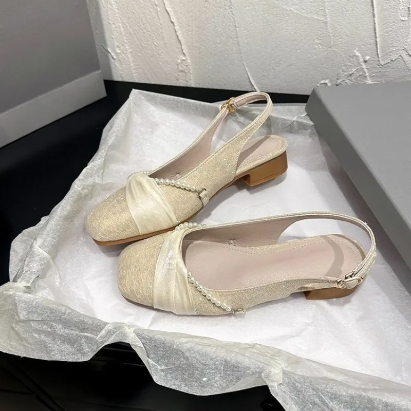 

2025 New Heels Square Toe Mary Jane Bow Shoes Luxury Sandals 2025 Summer Shallow Mouth Suit Female Fashion High Retro