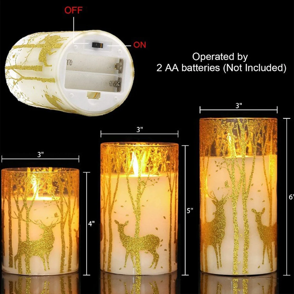 3x мерцающие светодиодные свечи на День Благодарения и День отца, мерцающие светодиодные восковые светодиодные восковые свечи и т. д. Лось с пультом дистанционного управления