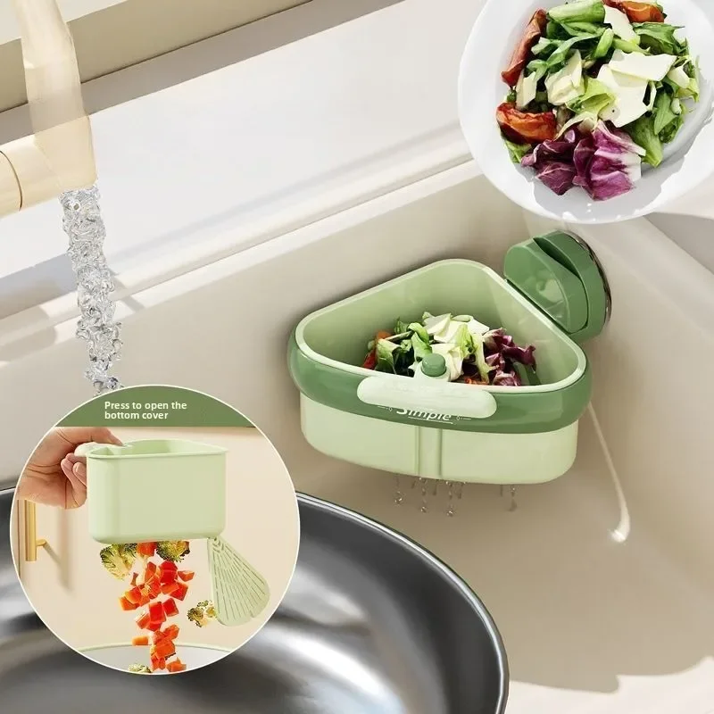 

Suction Cup Sink Strainer Basket Hands Food Residue Filter Dry Wet Separation Kitchen Organizer