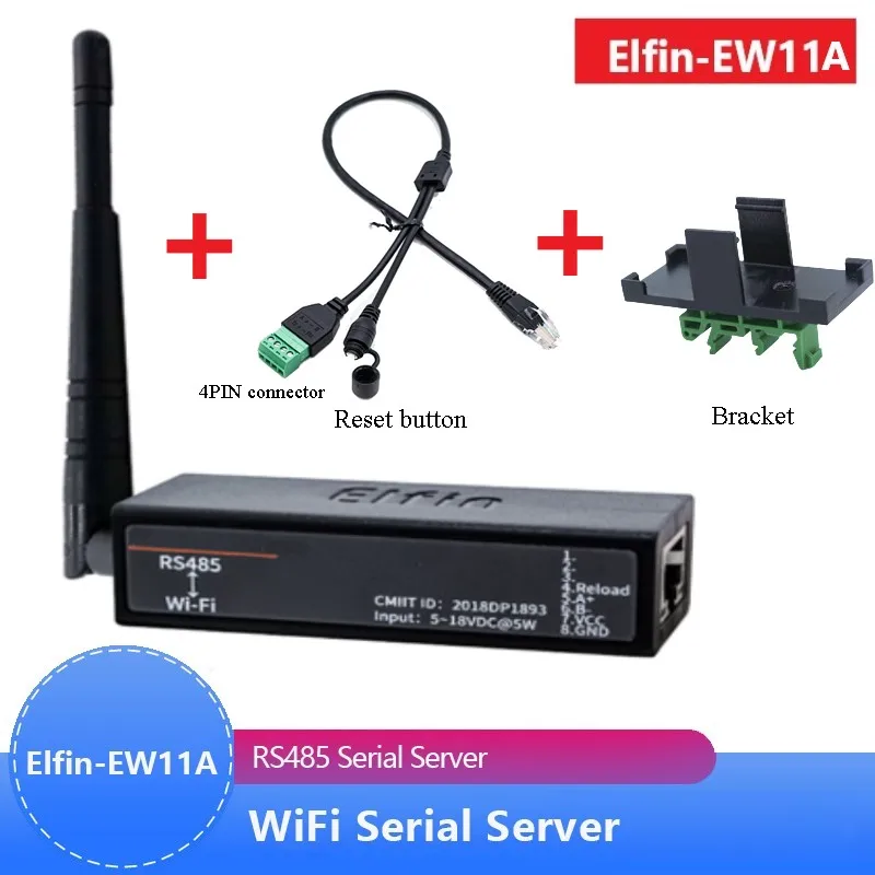 Serial Port RS485 to WiFi Serial Device Server Elfin-EW11 Support TCP/IP Telnet Modbus TCP Protocol IOT Data Transfer Converter