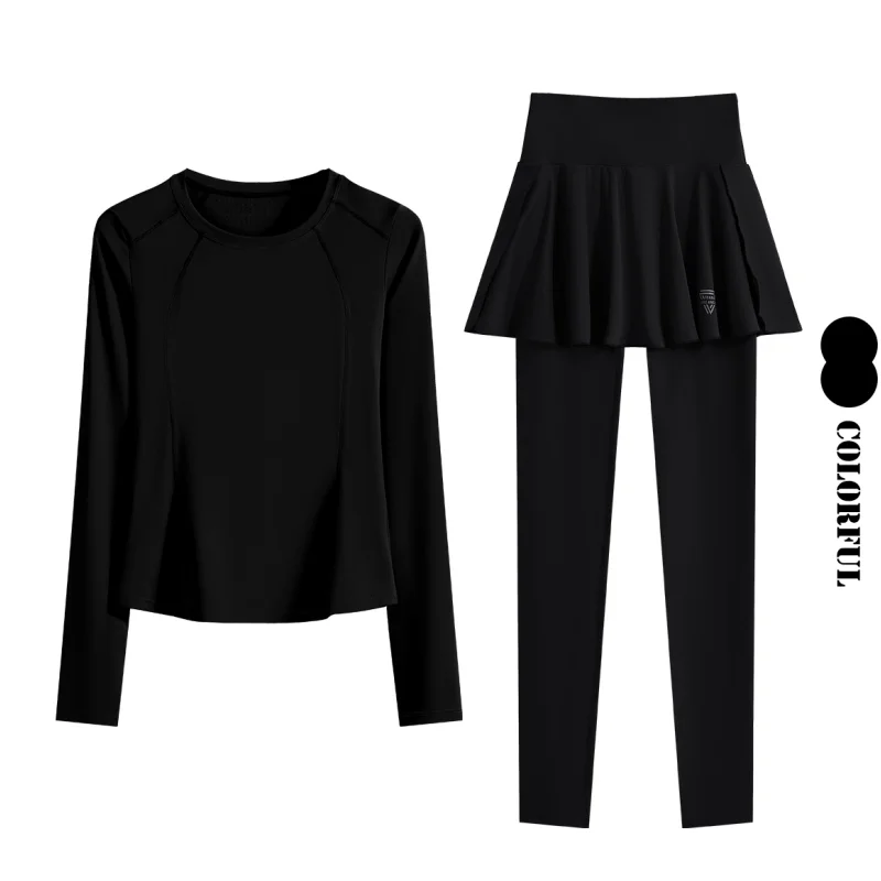 DRUR المرأة تنورة التنس مجموعة 2 قطعة الصالة الرياضية عالية الخصر 2 في 1 طماق دعوى الخريف اليوغا وتتسابق الجري تجريب أكتيفيوير جديد