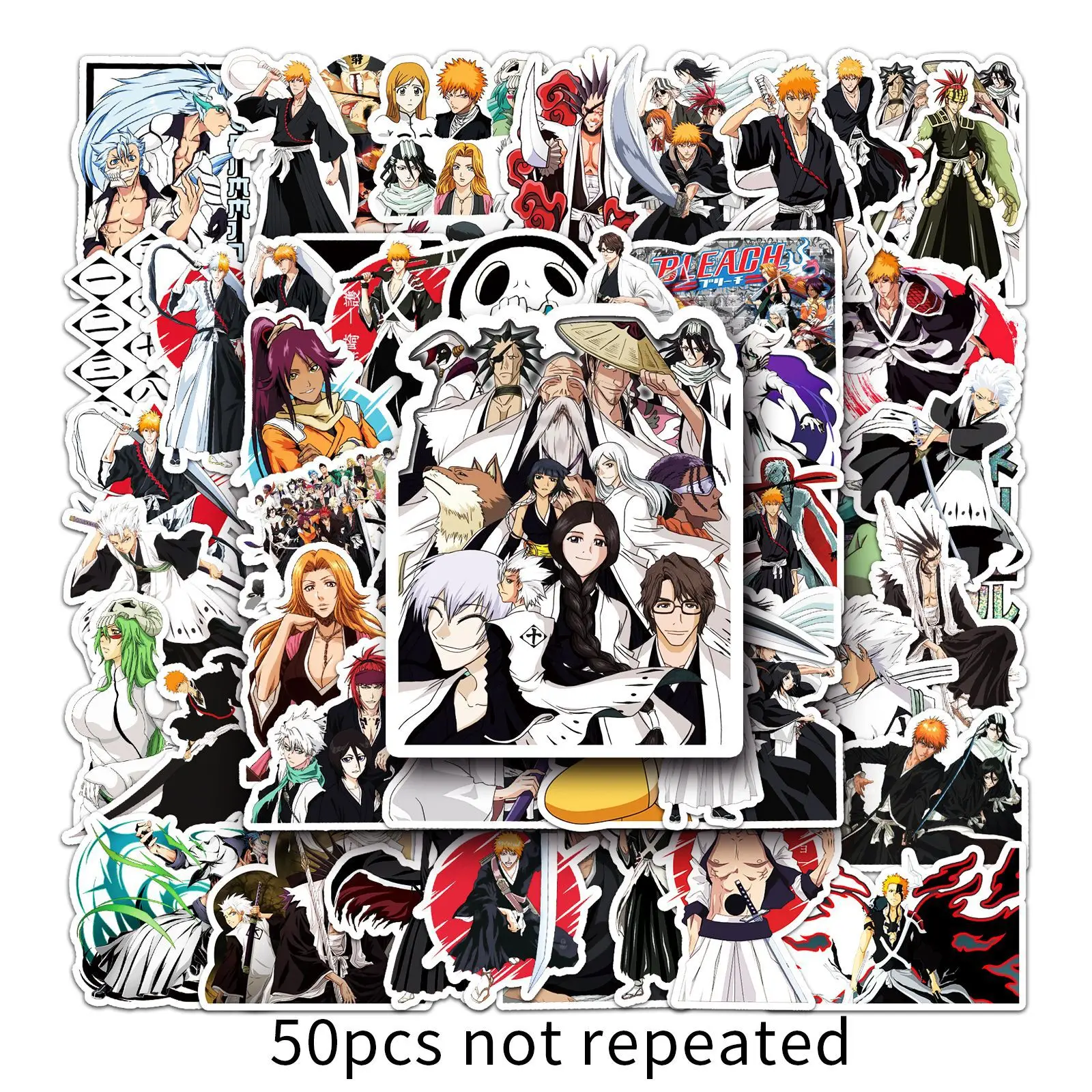 50PCS Classic Anime Bleach Sticker Cartoon Cool Kurosaki Ichigo Graffiti Decal Kids Toy DIY Water Cup Phone Case Desk Bike