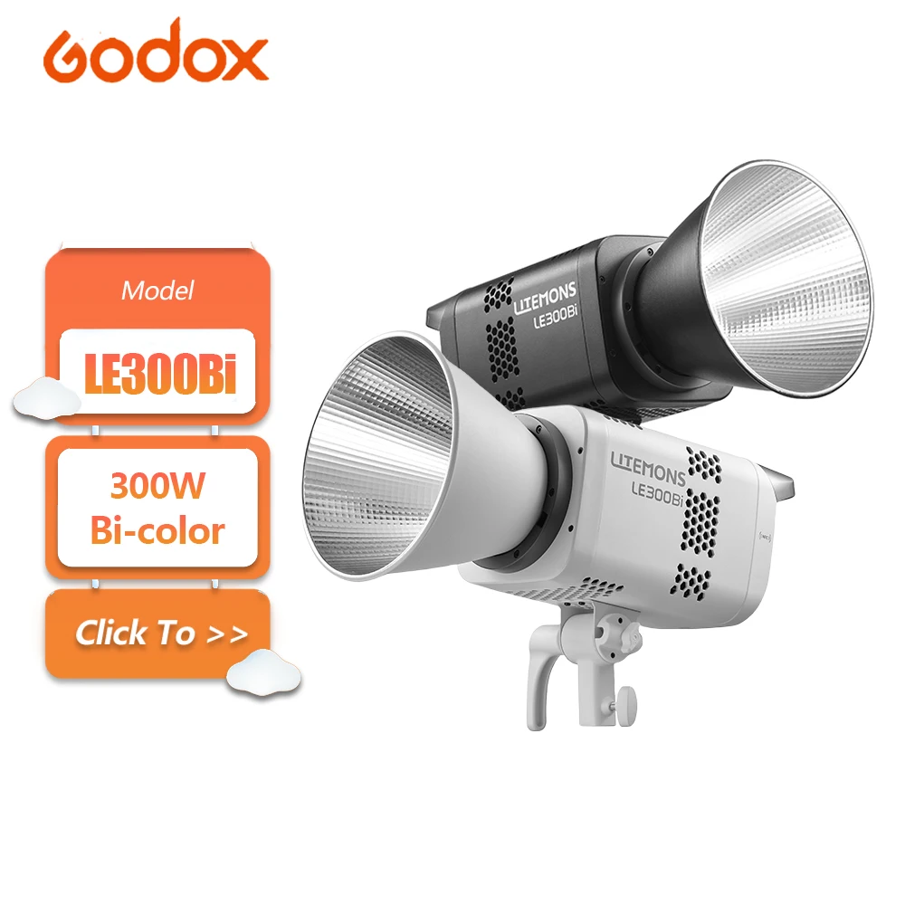 

Godox LE300Bi 300W 2800K to 6500K Bi-color LED Video Light for Photography Studio Fill Light with Wired DMX Control CRI 98