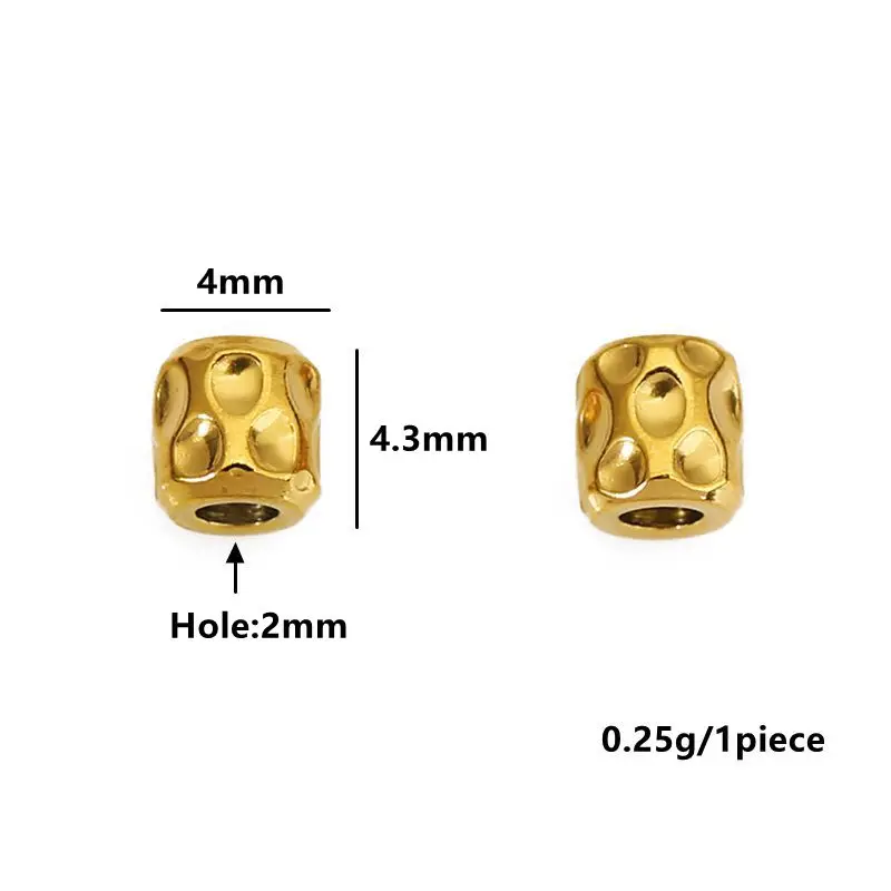 20개 4mm PVD 스테인리스 스틸 록 텍스처 조각 튜브 비즈 참 스페이서 루즈 비즈 DIY 팔찌 쥬얼리 제작 액세서리