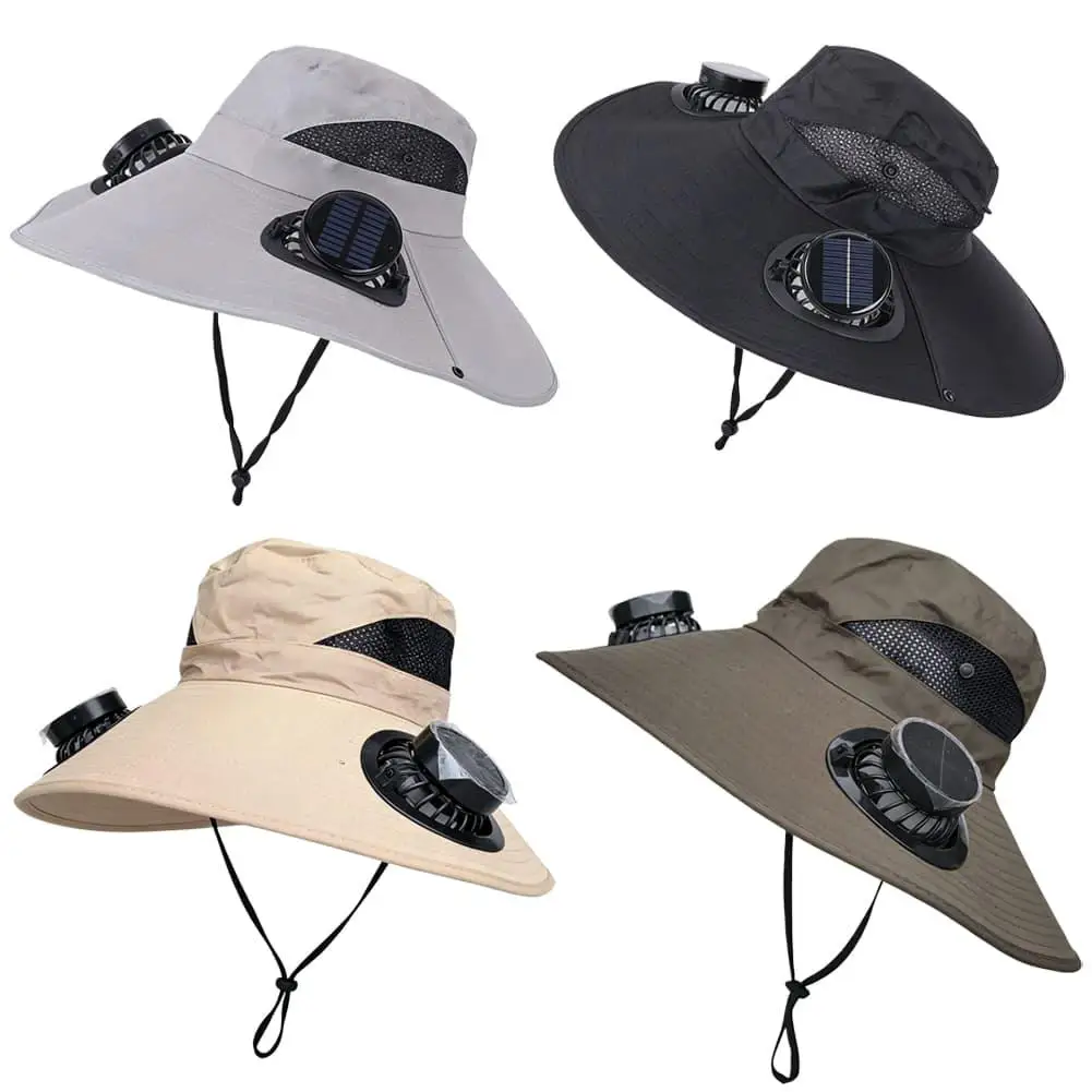 Dual Solar Fan Hat Wide Brim Portable Breathable UV Protection 3 Speeds Cooling Cap for Fishing Outdoor Summer Hot Weather New