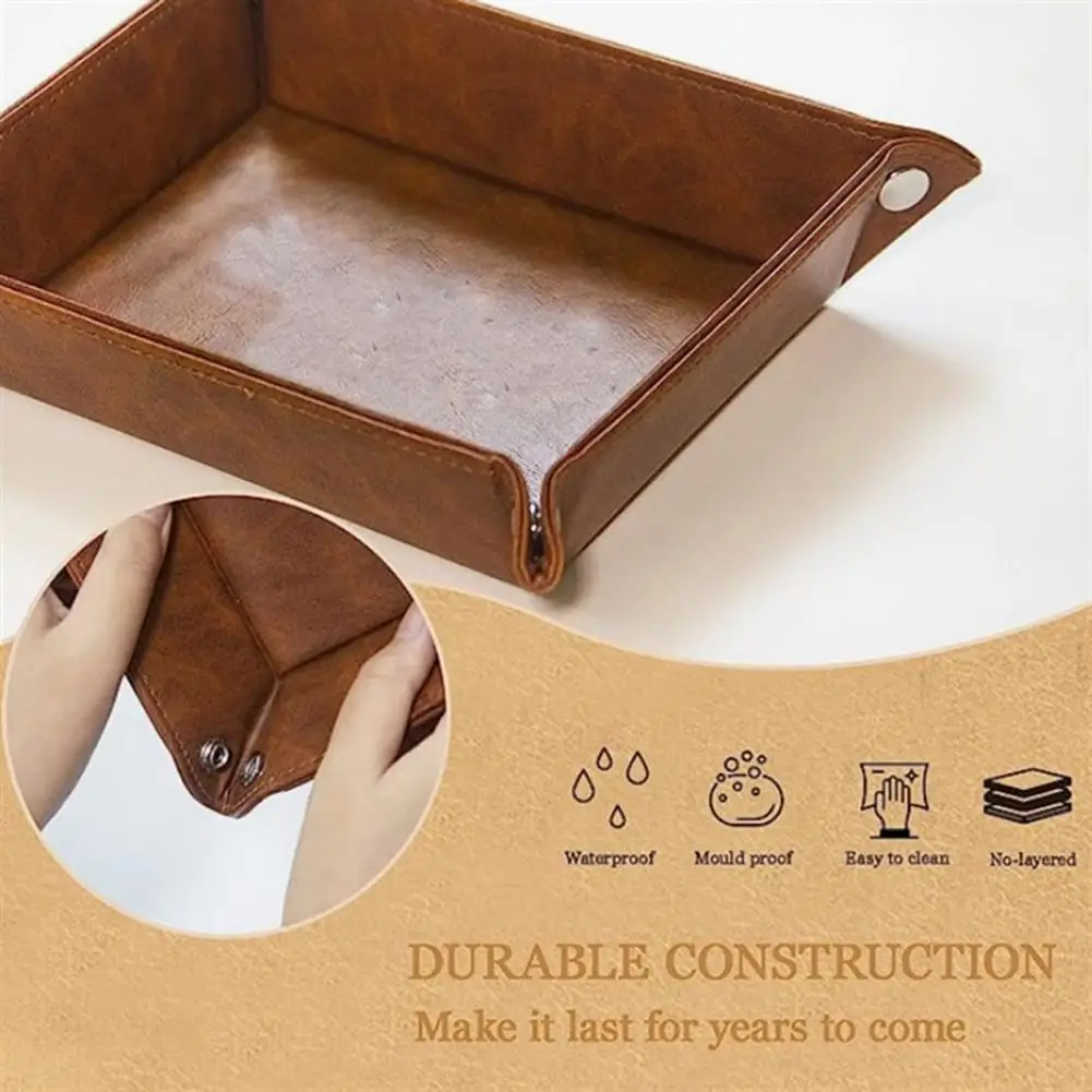 Tray Organizer Waterproof Faux Leather Storage Tray Organize Remotes Wallet Watch Home or Office Desk Organizer for Small Items